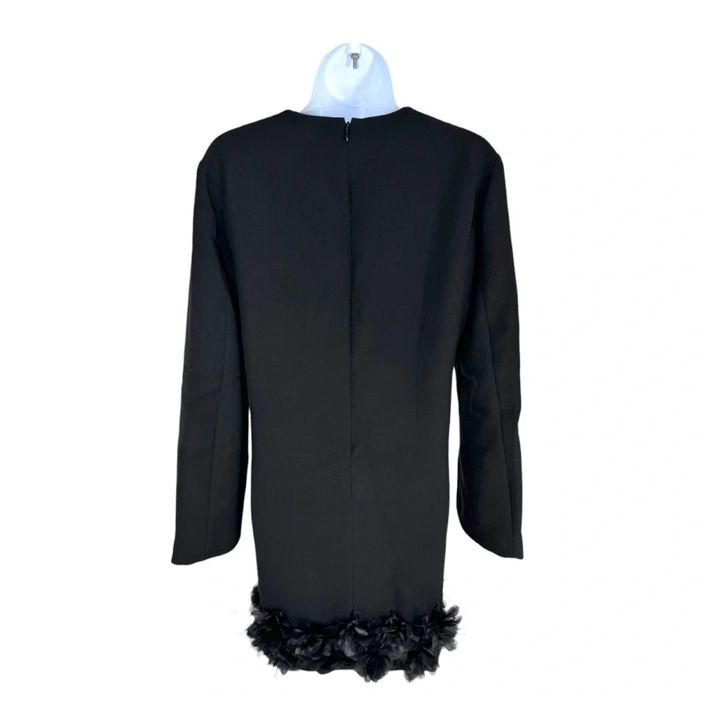 Tuckernuck Dalia Dress Black Organza & Feather Trim A-Line Size M NWT - Picture 7 of 9